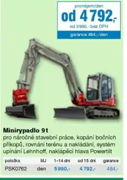 DEK Minirypadlo 9t nabídka