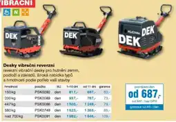 DEK Desky vibrační reverzní nabídka
