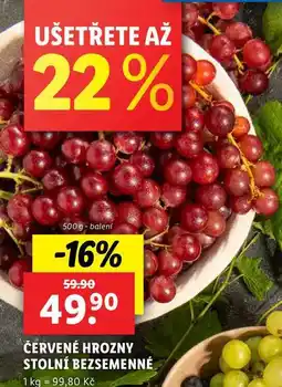 Lidl ČERVENÉ HROZNY STOLNÍ BEZSEMENNÉ, 1 kg nabídka