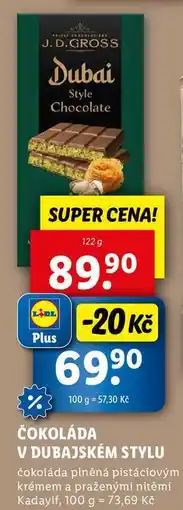 Lidl ČOKOLÁDA V DUBAJSKÉM STYLU, 122 g nabídka