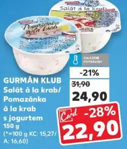 Kaufland GURMÁN KLUB Salát à la krab/ Pomazánka à la krab s jogurtem nabídka