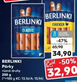Kaufland BERLINKI Párky nabídka