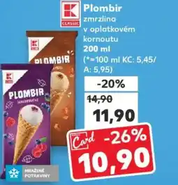 Kaufland Plombir zmrzlina v oplatkovém kornoutu nabídka