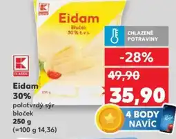 Kaufland Eidam 30% polotvrdý sýr bloček nabídka