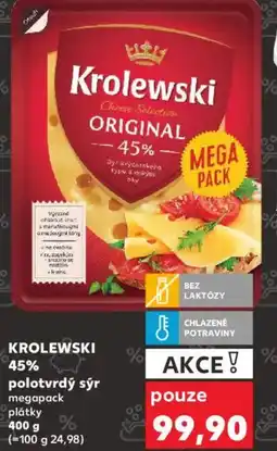 Kaufland KROLEWSKI 45% polotvrdý sýr megapack plátky nabídka