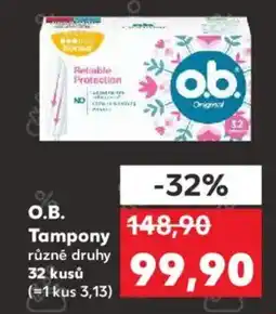 Kaufland O.B. Tampony různé druhy nabídka