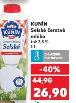 Kaufland KUNIN Selské čerstvé mléko nabídka