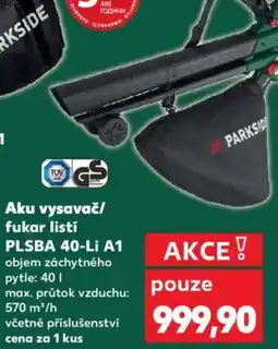 Kaufland Parkside Aku vysavač/ fukar listí PLSBA 40-Li A1 nabídka