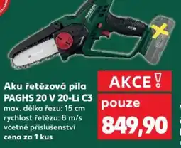 Kaufland Parkside Aku řetězová pila PAGHS 20 V 20-Li C3 nabídka