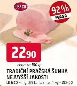 Trefa LE & CO TRADIČNÍ PRAŽSKÁ ŠUNKA NEJVYŠŠÍ JAKOSTI 100g nabídka