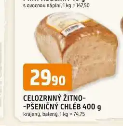 Trefa CELOZRNNÝ ŽITNO-PŠENIČNÝ CHLÉB 400 g krájený, balený nabídka