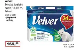 Ráj drogerie Velvet 3vrstvý toaletní papír, 16,95 m, 24 rolí nabídka