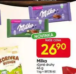 Hruška Milka různé druhy 45 g nabídka