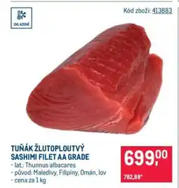 Makro Tuňák žlutoploutvý Sashimi filet AA grade nabídka
