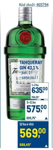 Makro TANQUERAY GIN 43,1 % nabídka
