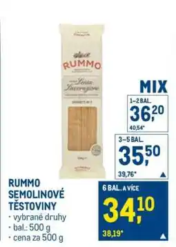 Makro Rummo semolinové těstoviny nabídka
