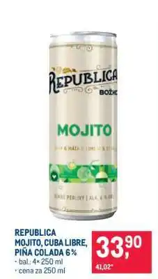 Makro REPUBLICA MOJITO, CUBA LIBRE, PIŇA COLADA 6 % nabídka