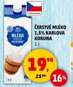Penny Market Čerstvé mléko 1,5% karlova koruna nabídka
