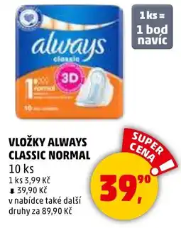 Penny Market Vložky always classic normal nabídka