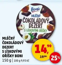 Penny Market Mléčný čokoládový dezert s lískovými oříšky boni nabídka