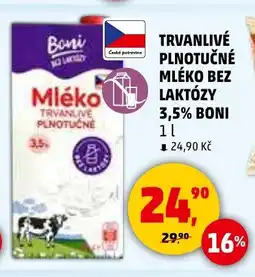 Penny Market Trvanlivé plnotučné mléko bez laktózy 3,5% boni nabídka