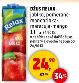 Penny Market Džus relax jablko, pomeranč- mandarinka- maracuja-mango nabídka