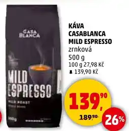Penny Market Káva casablanca mild espresso zrnková nabídka