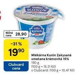 Tesco Mlékárna Kunín Zakysaná smetana krémovitá 15% nabídka
