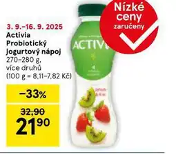 Tesco Activia probiotický jogurtový nápoj nabídka