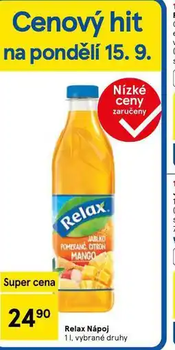 Tesco Relax nápoj nabídka