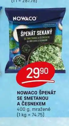 Flop NOWACO ŠPENÁT SE SMETANOU A ČESNEKEM 400 g, mražené nabídka