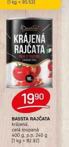 Flop BASSTA RAJČATA krájená, celá loupaná 400 g. p.p. 240 g nabídka