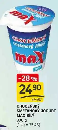 Flop Choceňská Mlékárna Choceňský smetanový jogurt max bílý 330g nabídka