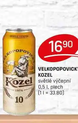 Flop VELKOPOPOVICK KOZEL světlé výčepní 0,5 1, plech nabídka