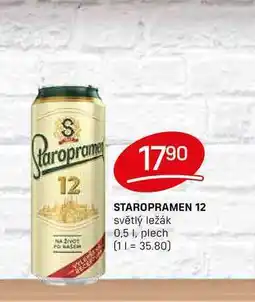 Flop STAROPRAMEN 12 světlý ležák 0,5 1, plech nabídka