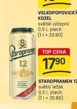 Flop STAROPRAMEN 12 světlý ležák 0,5l, plech nabídka