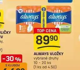 Flop ALWAYS VLOŽKY vybrané druhy 10 - 20 ks nabídka