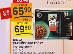 Flop SHEBA KAPSIČKY PRO KOČKY vybrané druhy 4 x 85 g nabídka