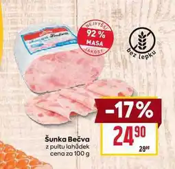 Billa Šunka Bečva z pultu lahůdek cena za 100 g nabídka