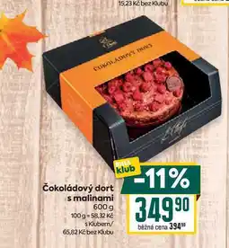 Billa Čokoládový dort s malinami 600 g nabídka