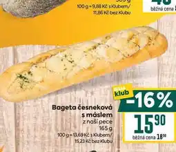 Billa Bageta česneková s máslem z naší pece 165 g nabídka