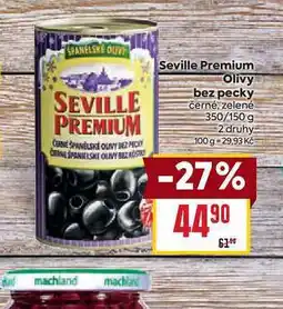 Billa Seville Premium Olivy bez pecky černé, zelené 350/150 g nabídka