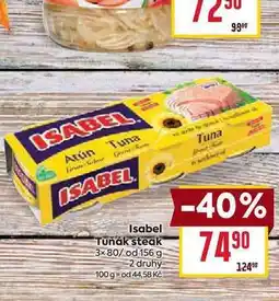 Billa Isabel Tuňák steak 3x 80/ od 156 g nabídka