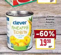 Billa Clever Ananas kousky 567/340 g nabídka