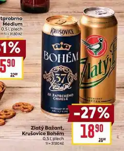 Billa Krušovice Bohém 0,5l, plech nabídka