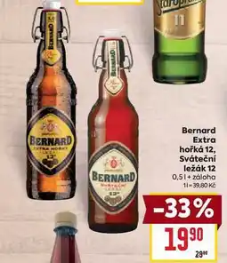 Billa Bernard Extra hořká 12, Sváteční ležák 12 0,5l nabídka