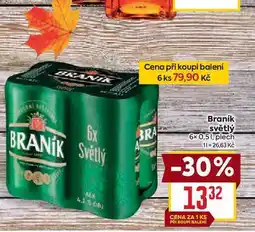 Billa Braník světlý 6x 0,5l, plech nabídka
