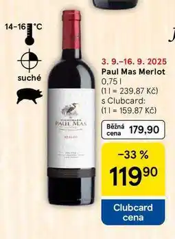 Tesco Paul Mas Merlot, 0,75 l nabídka