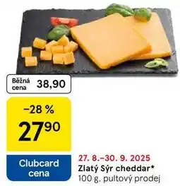Tesco Zlatý Sýr cheddar, 100 g nabídka