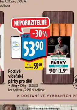 Albert Poctivé vídeňské párky pro děti 180 g nabídka